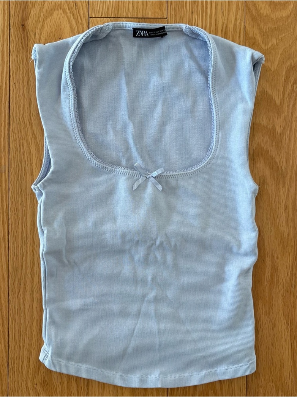 Zara Pale Blue Tank with Bow Accent